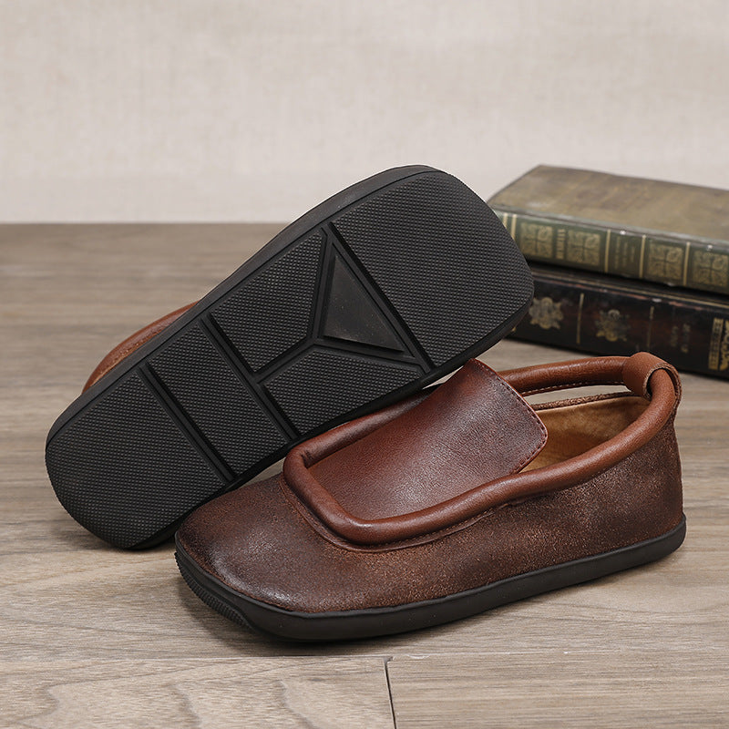 Women's Round Toe Flat Back To Ancient Times Classic Retro Brushed Women's Casual Shoes