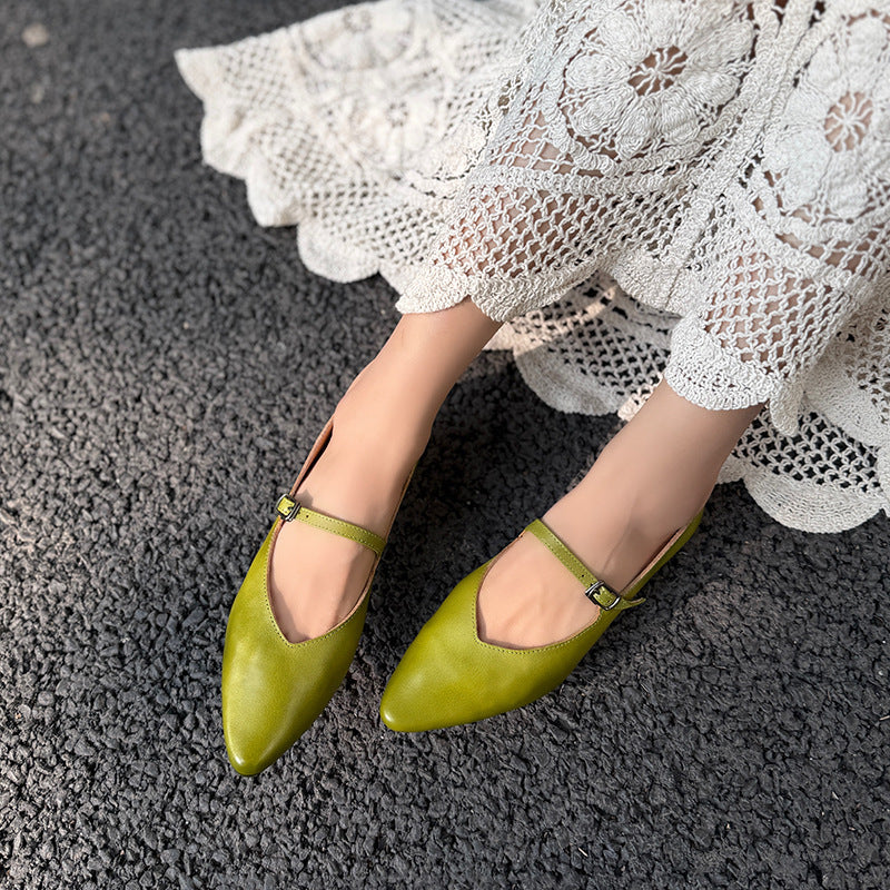 Women's Toe Buckle Flat Soft Bottom Surface Korean Women's Casual Shoes