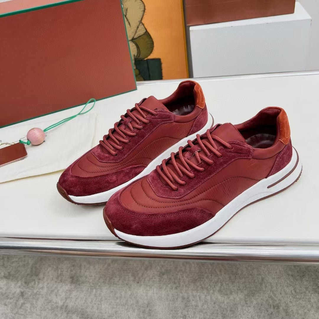Men's Mesh Thick-soled Jogging Breathable Cowhide Stitching Men's Sports Shoes