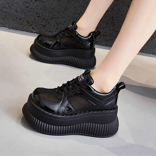 Summer Big Head Hollow Out Mesh Leather Shoes