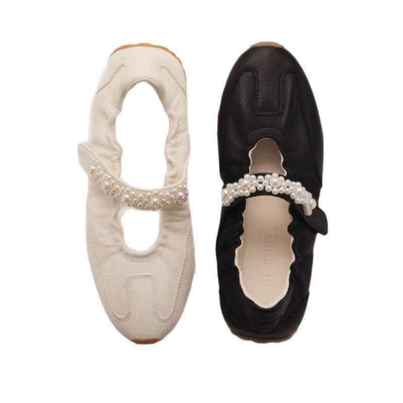 Women's Dong Pearl Ballet Velcro Height Increasing Women's Shoes