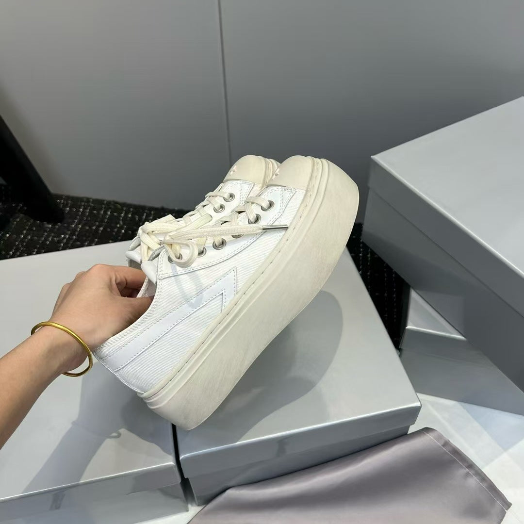 High Cross Badge Big Head Thick Bottom Derby Female Real Women's Board Shoes