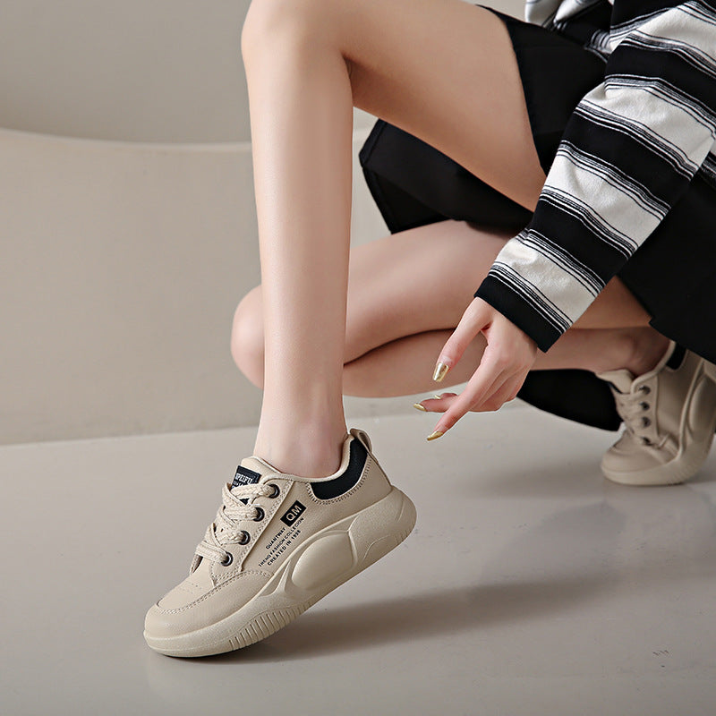 Women's Spring White Korean Style Thick Sole Casual Shoes