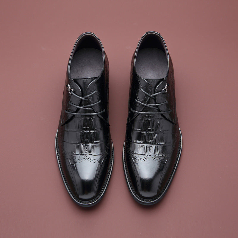 Men's Height Increasing Insole Genuine Breathable British Leather Shoes