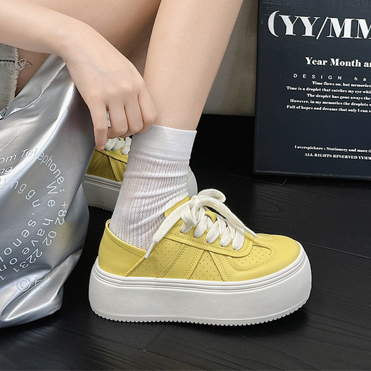 Women's Thick-soled White Two-way Wear German Training Sneakers
