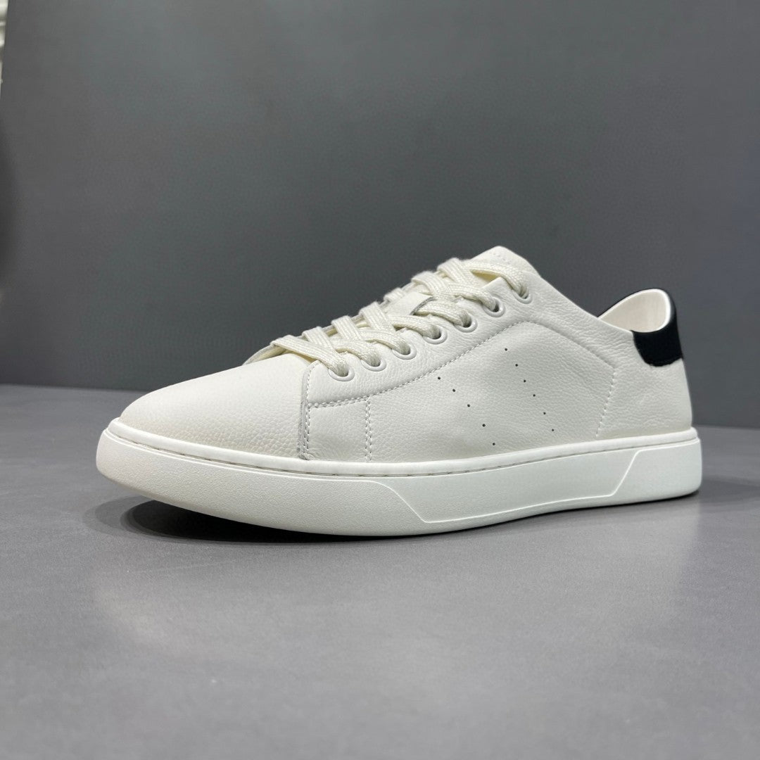 Men's Genuine White Solid Color Flat Breathable Men's Board Shoes