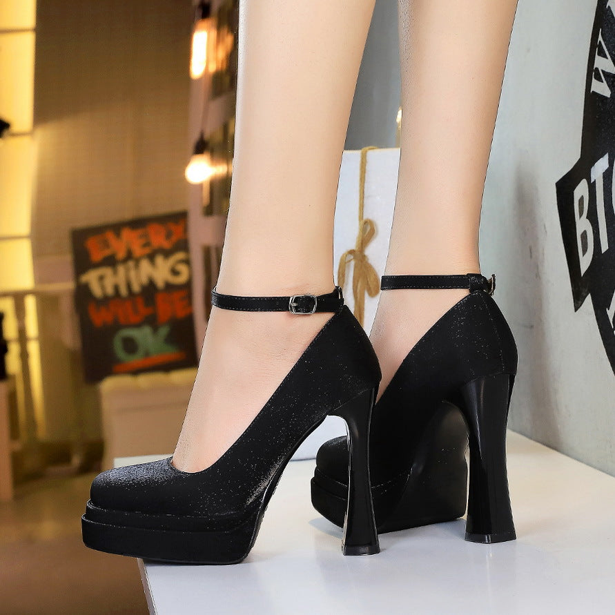 Women's Head Satin High Low-cut Waterproof Platform Women's Shoes