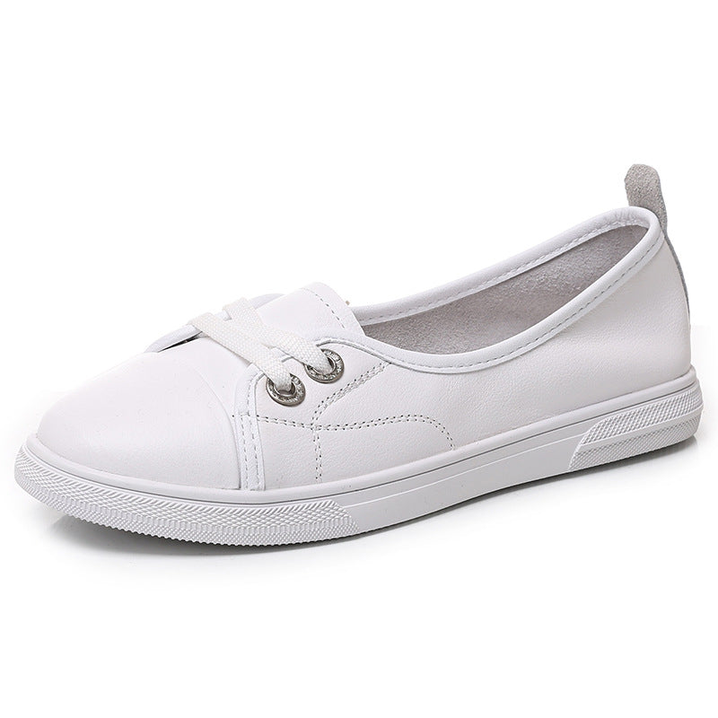 Women's First Layer Cowhide Low-cut White Western Style Women's Casual Shoes