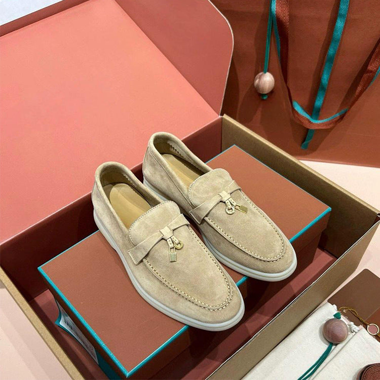 Women's Available High Version Matte Cowhide Slip-on Loafers