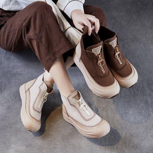 Women's Autumn Genuine Retro Thick-soled Martin Cowhide Women's Leather Boots