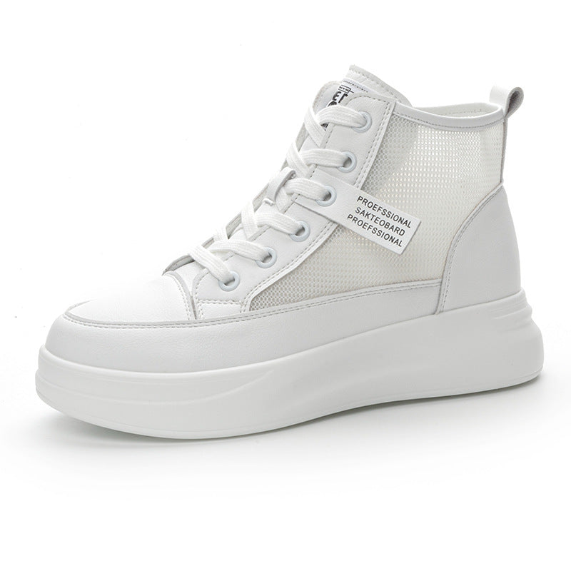 Women's Korean Style Platform White Sports Single Men's Shoes