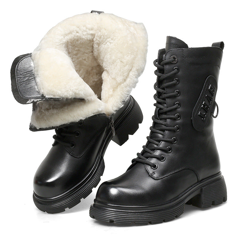 Women's Thick Outer Wear Wool Cotton British Style Women's Shoes