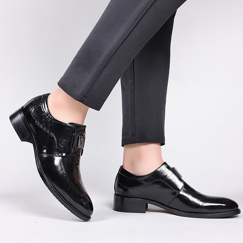 Men's Layer Cowhide Business Formal Wear Breathable Leather Shoes