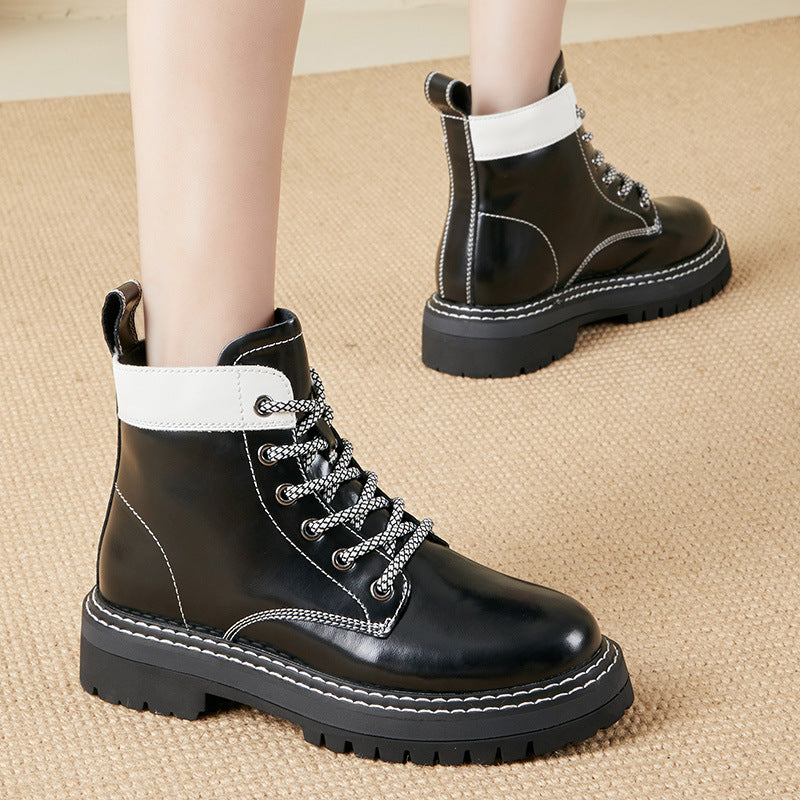 Women's Martin Thick Bottom Mid Short British Boots