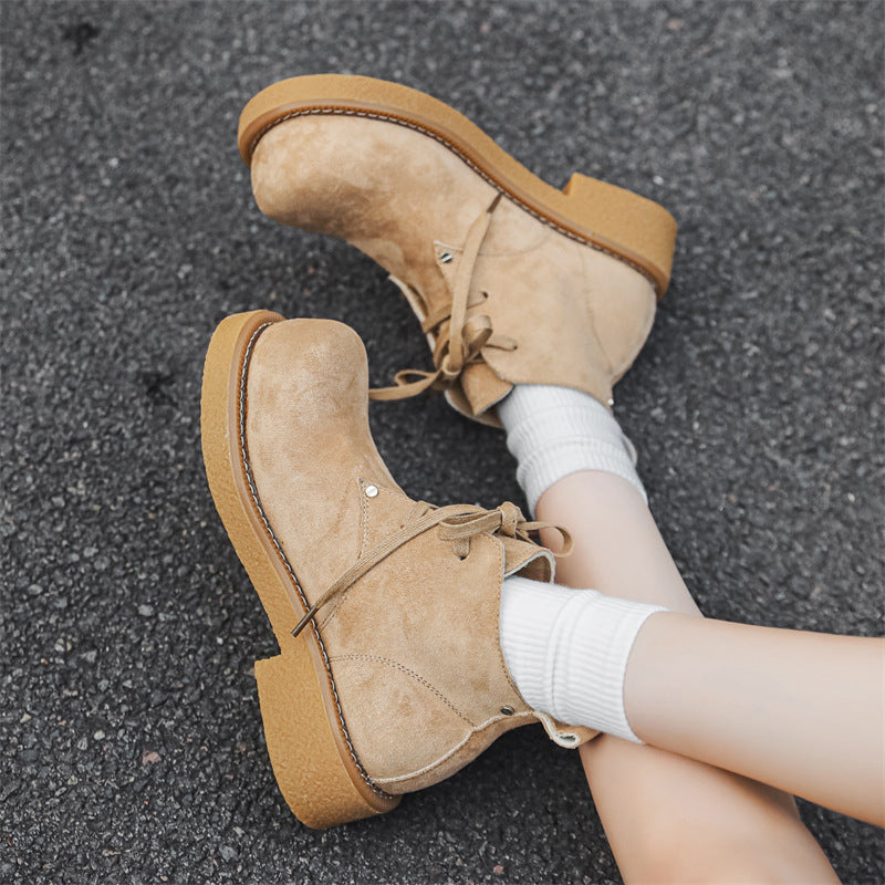 Men's Round Toe Derby Thick Sole Increased Couple Fleece-lined Boots
