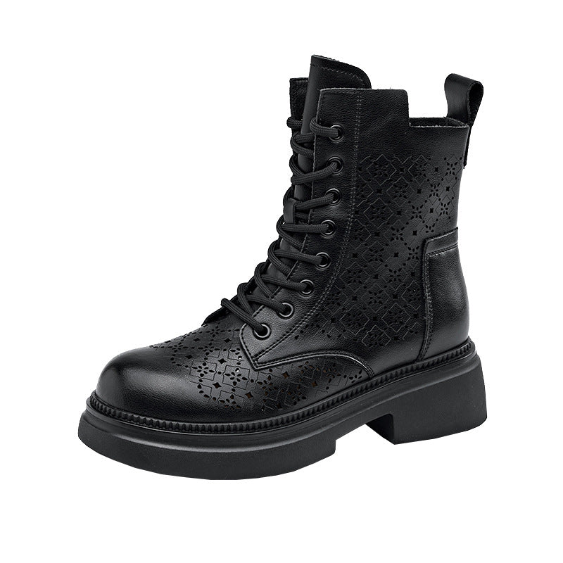 Women's Spring Small Size Hollow Martin Platform Height Increasing Insole Men's Shoes