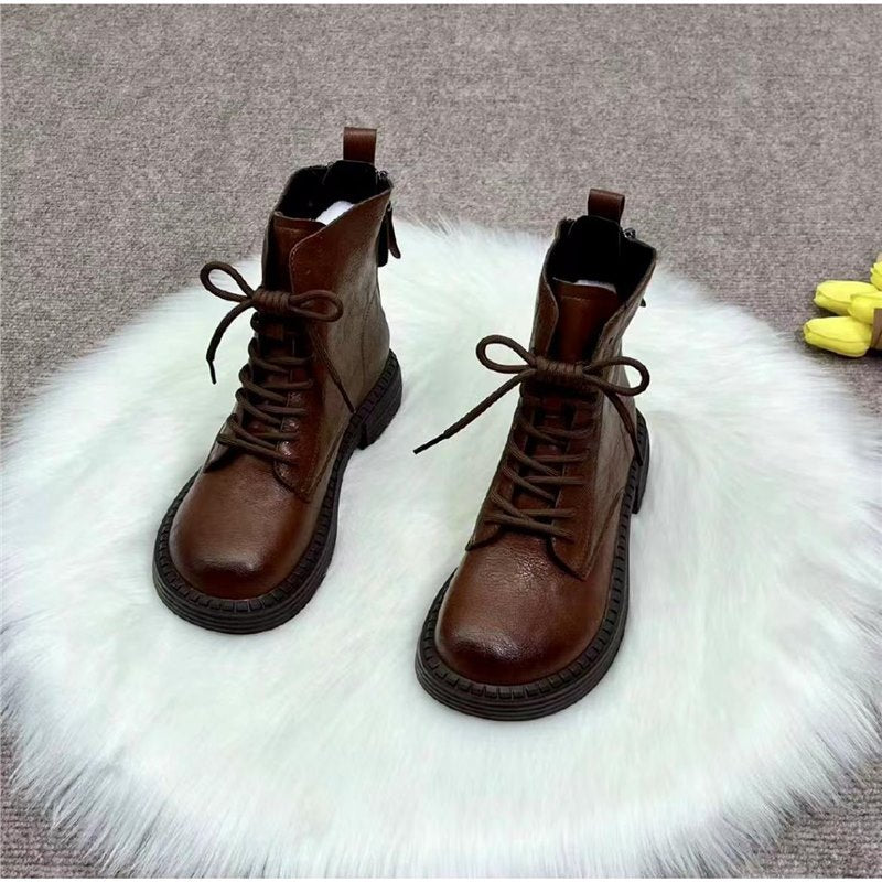 Women's Small Martin British Style Short Flat Women's Leather Boots