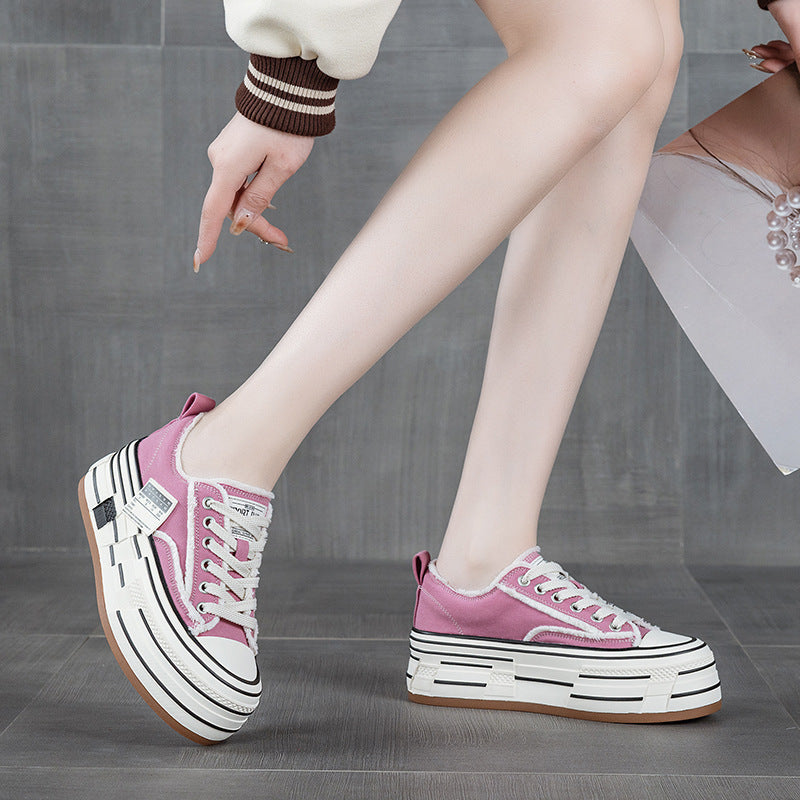 Women's Thick-soled Small Height Increasing Beggar Board Women's Canvas Shoes