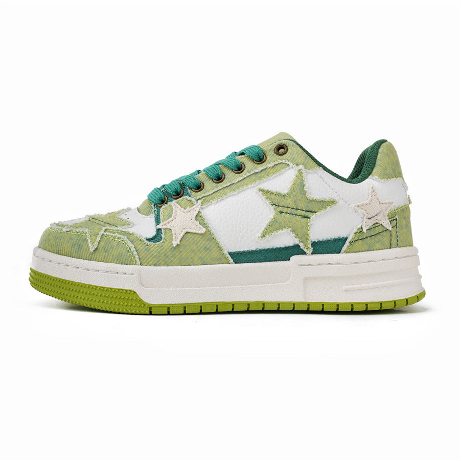 Women's & Men's Blue Stars Board Couple Height Increasing Sneakers