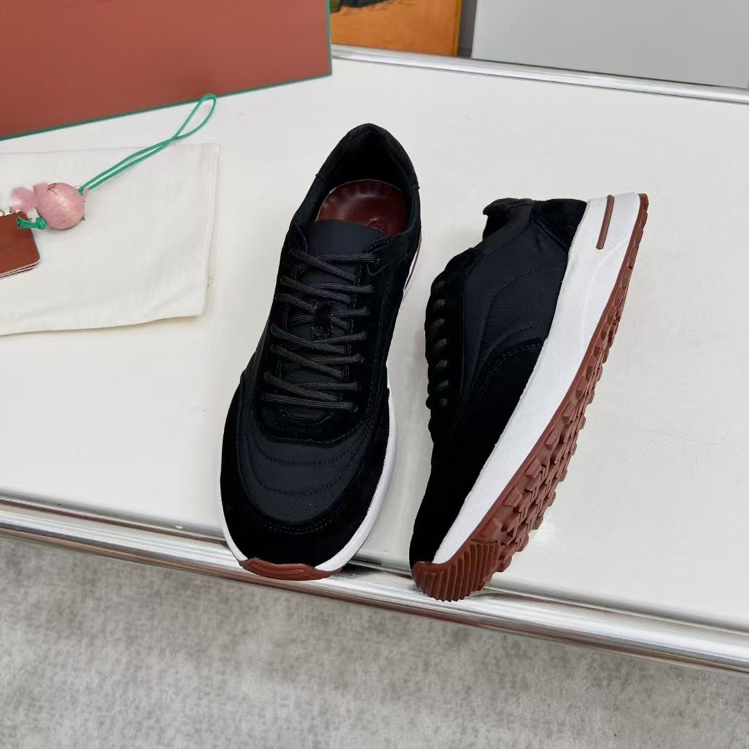 Men's Mesh Thick-soled Jogging Breathable Cowhide Stitching Men's Sports Shoes