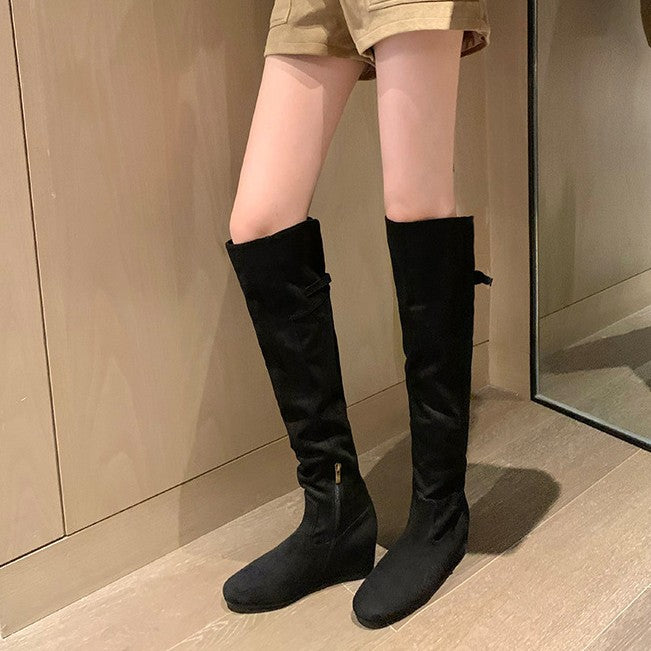 Women's Height Increasing Insole Pointed Round Head Boots
