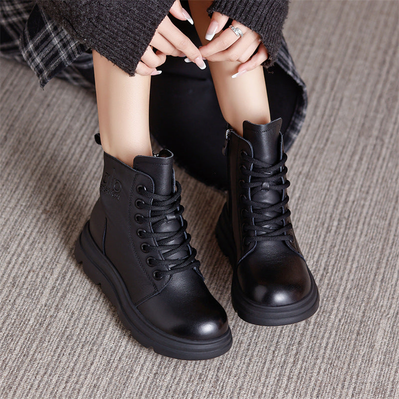 Thick-soled British Style Martin Retro Handmade Leisure Round Boots