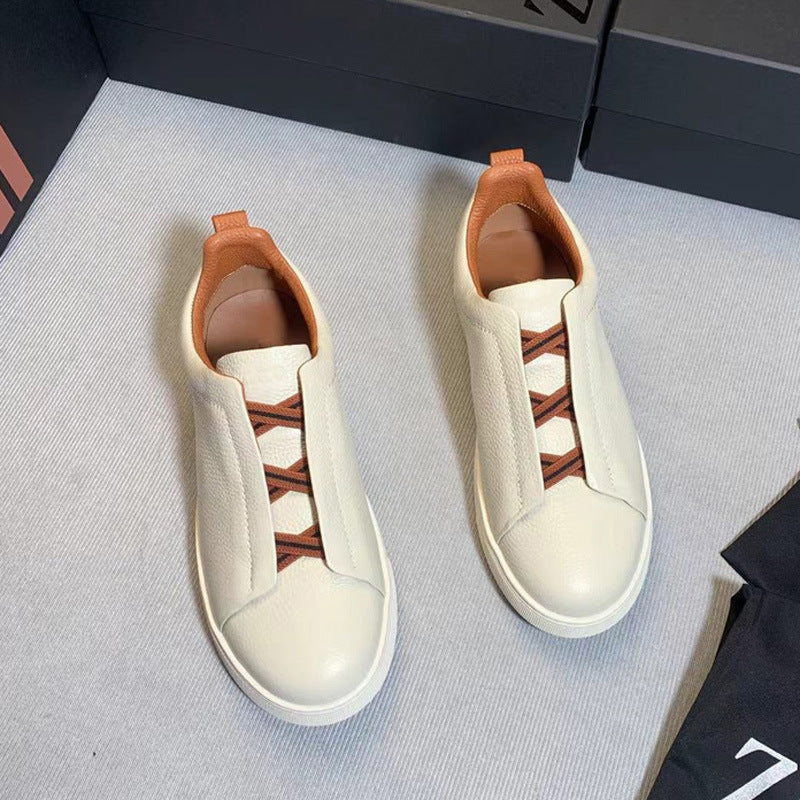 Men's Genia Top Layer Cowhide Slip-on Genuine Luxury Deerskin Men's Casual Leather Shoes