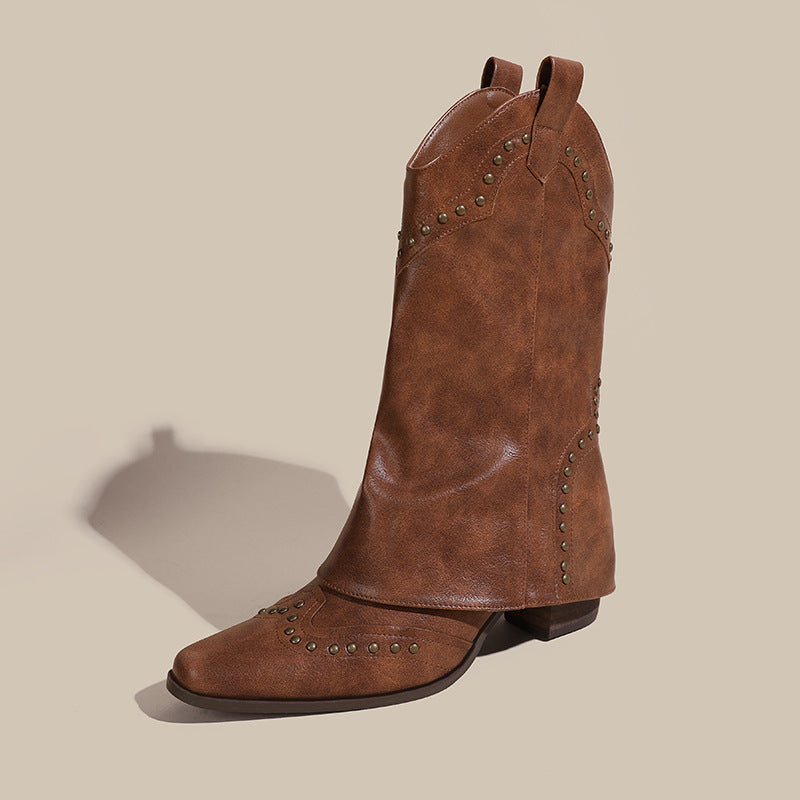 Women's Plus Size Vintage Pointed Toe Knee-high Boots