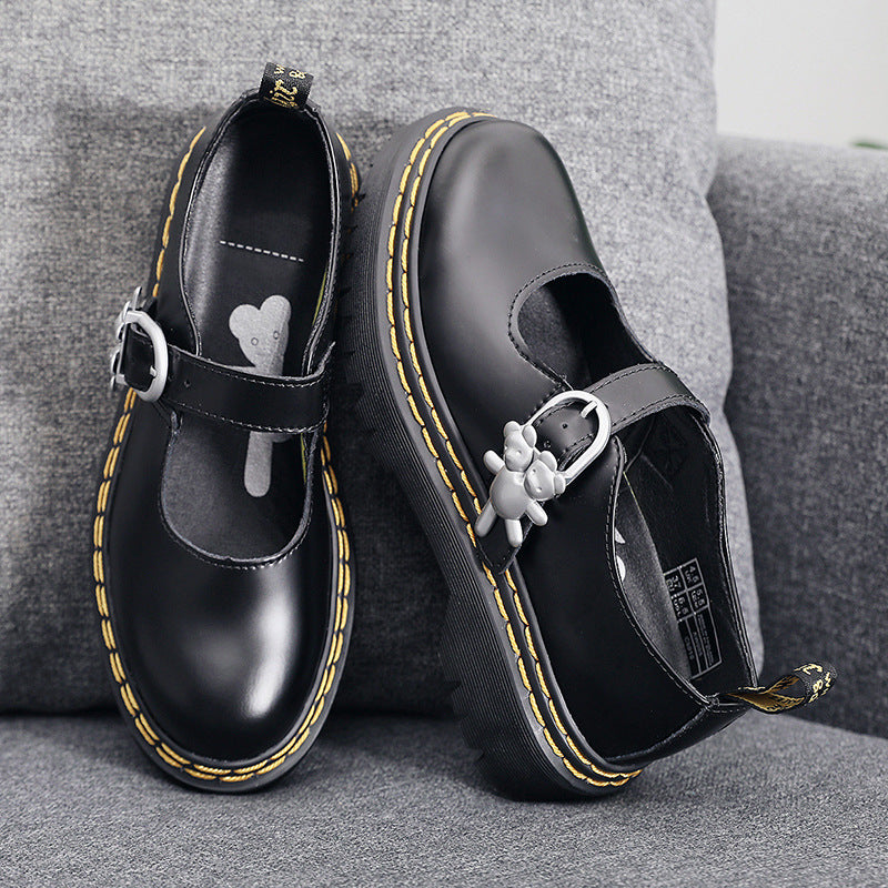 Women's Jane Thick Bottom Height Increasing Joint Martin Leather Shoes