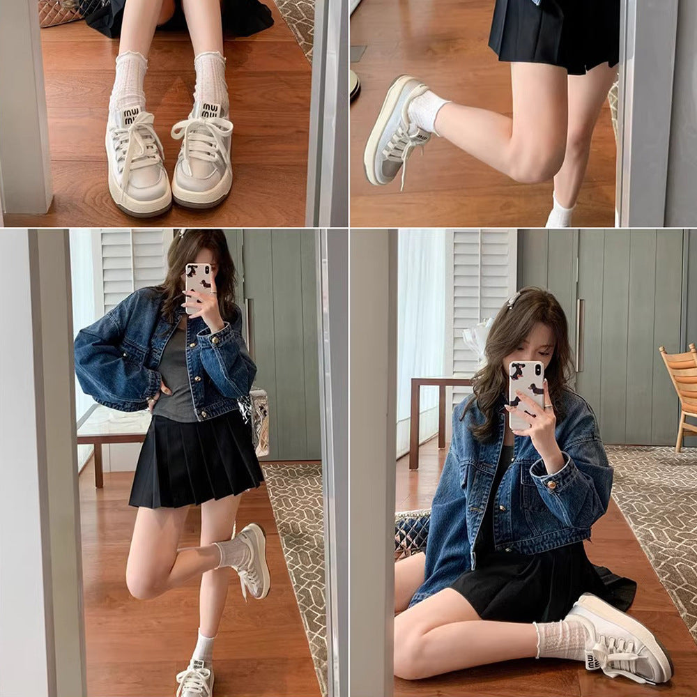 Women's Board Spring Real Silk Satin Thick Casual Shoes