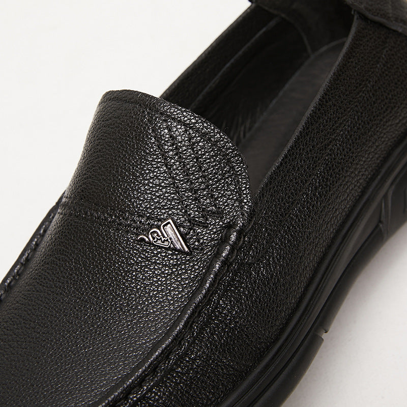 Men's Lightweight Comfortable Small Milled Cowhide Autumn Slip-on Men's Casual Shoes