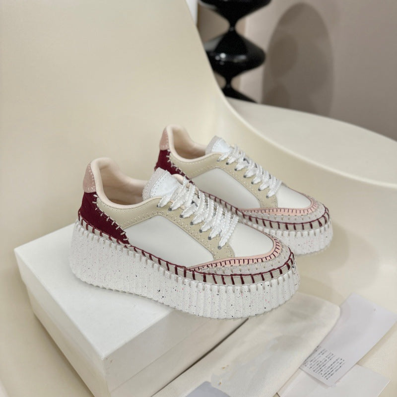 Women's Platform Elevator Wild Biscuit Shape Round Women's Casual Shoes