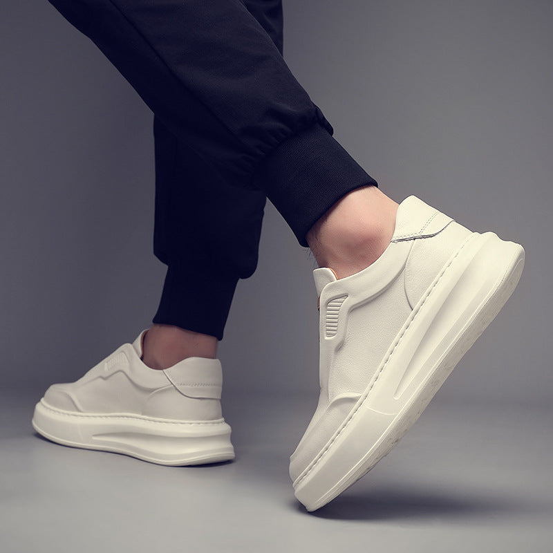 Men's Top Layer Cowhide Black Simple Breathable Leather Shoes