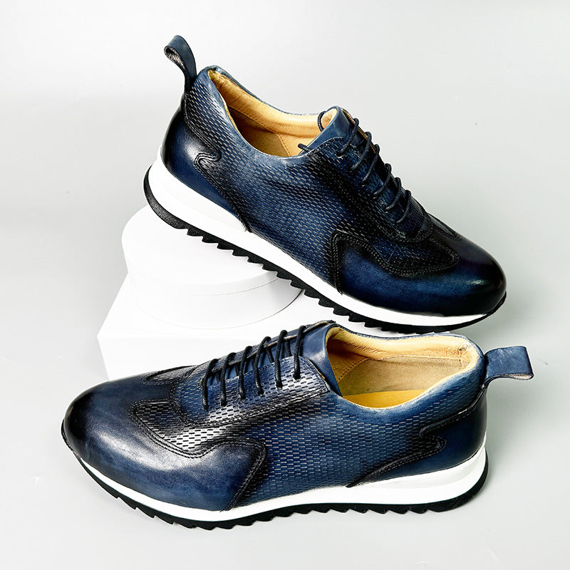 Men's First Layer Cowhide Business British Style Genuine German Training Height Leather Shoes