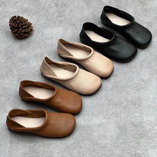 Women's Genuine Two-way Wear Square Toe Flat Bottom Personalized Ethnic Women's Casual Shoes
