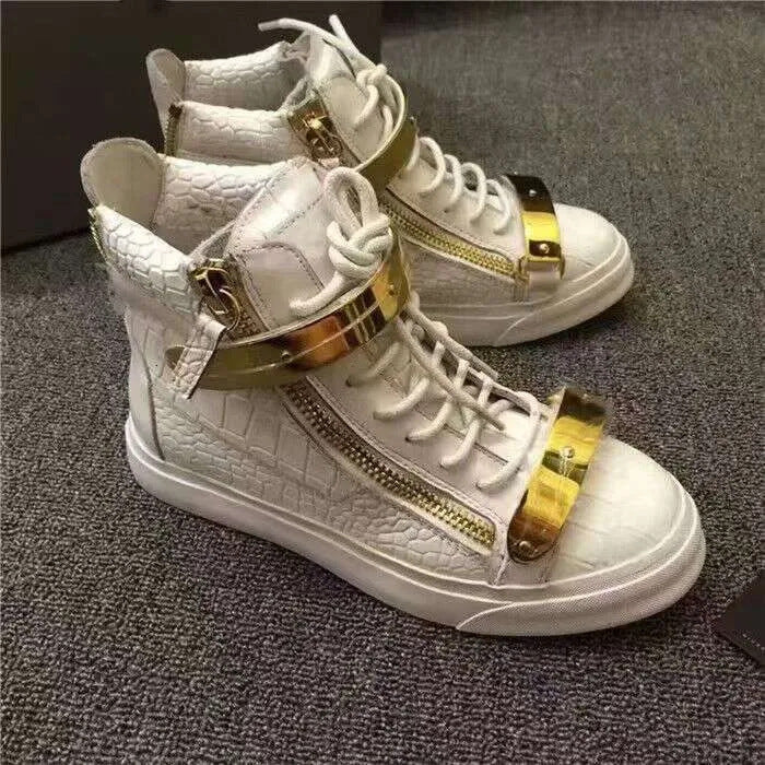 Board High Version Trendy Double Zipper Design Genuine Sneakers
