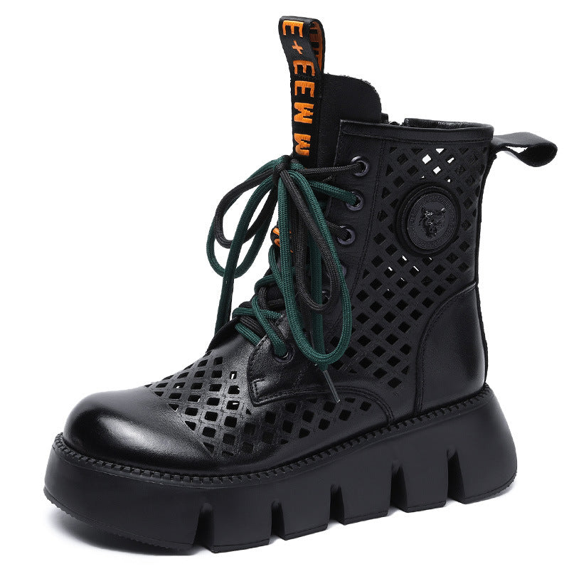 Women's Ankle Hollow Thin Martin Retro Round Sandals