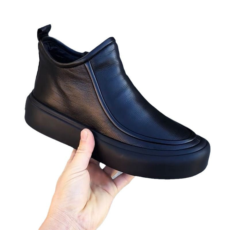 Men's Zipper Height Increasing Insole Chinese Simple Casual Shoes