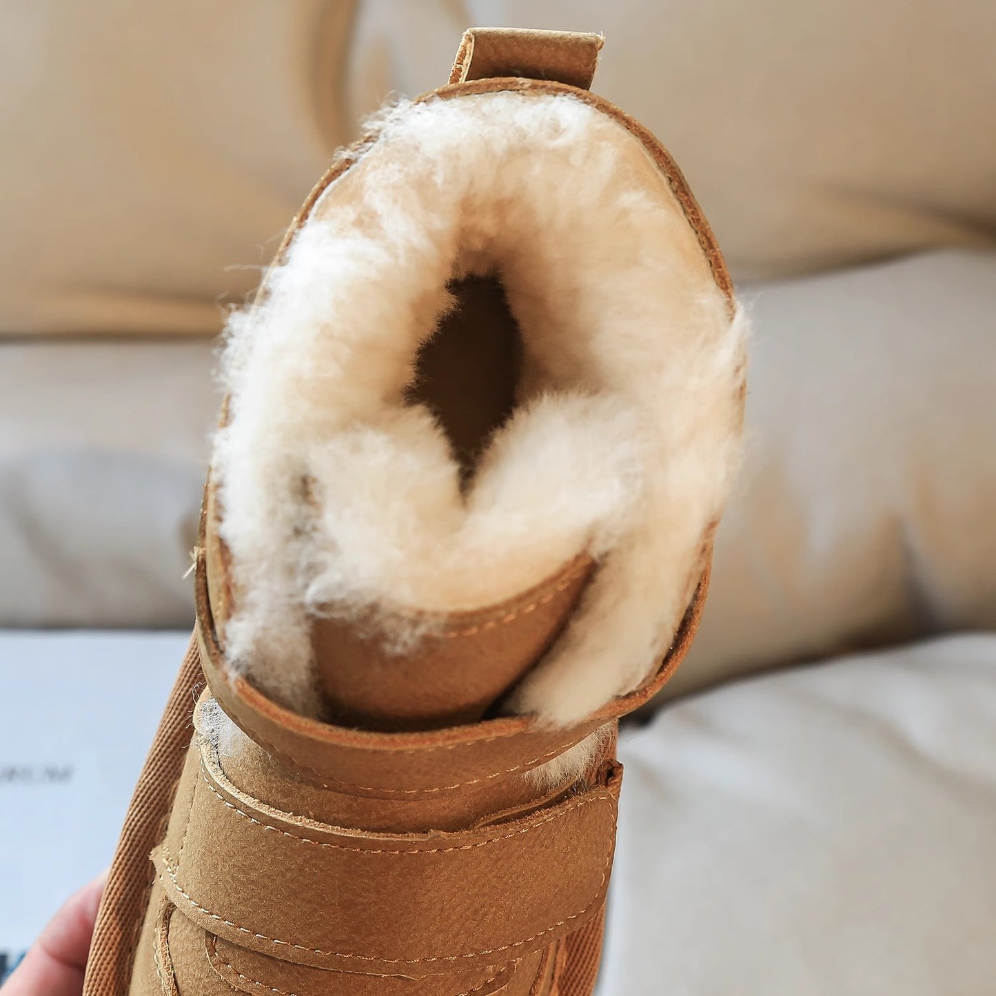 Children's Fur Integrated Fleece-lined Thickened Boys Big Kid's Snow Boots