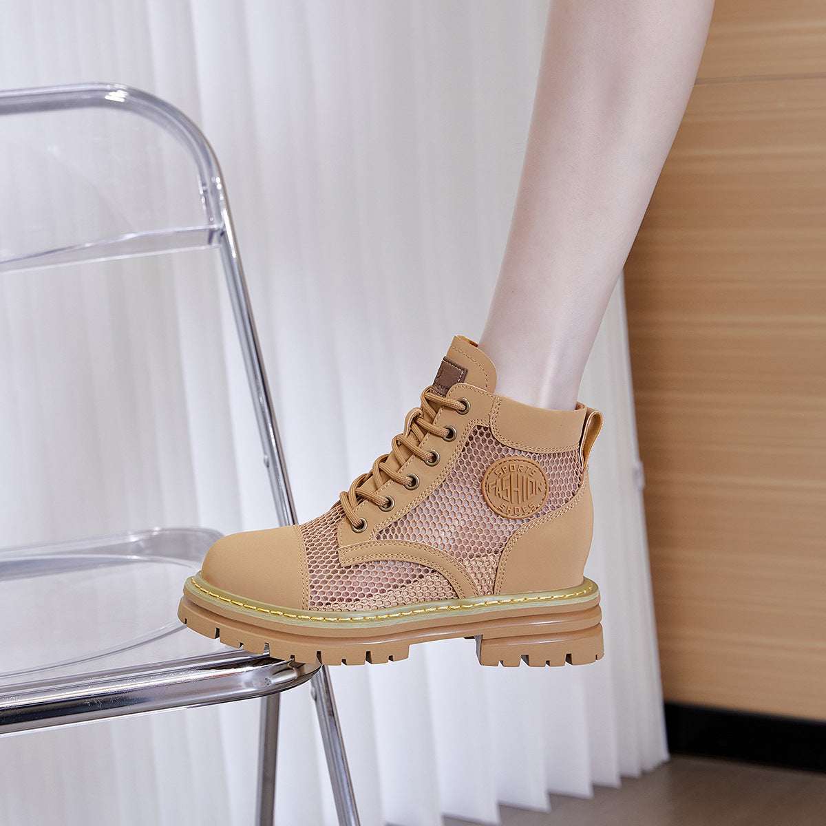 Women's Worker Summer Height Increasing Insole Martin Outdoor Boots