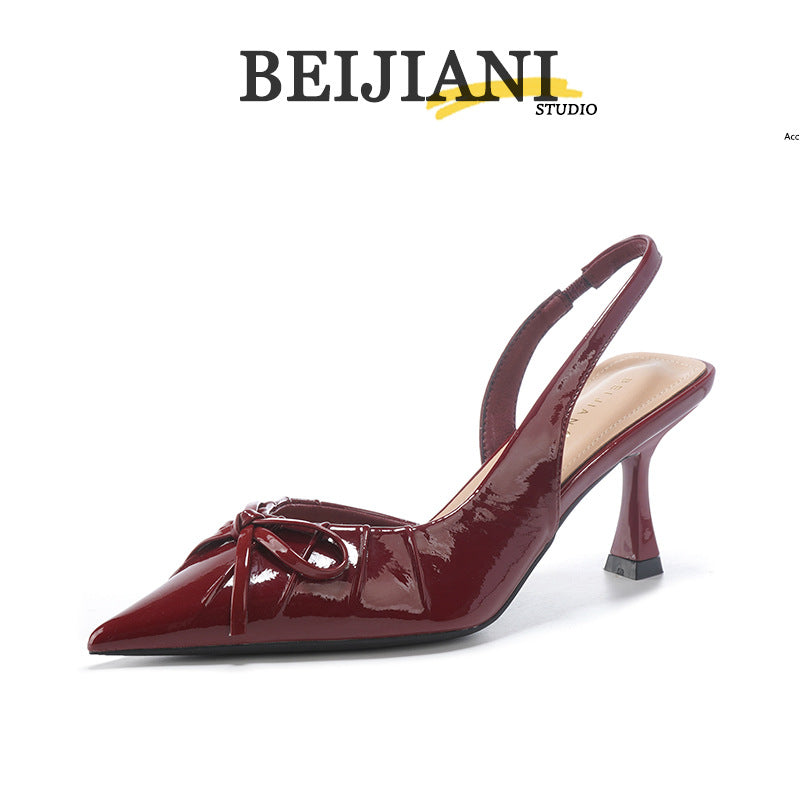 Women's Bowknot Closed Toe Back Strap Stiletto Women's Fashion Shoes