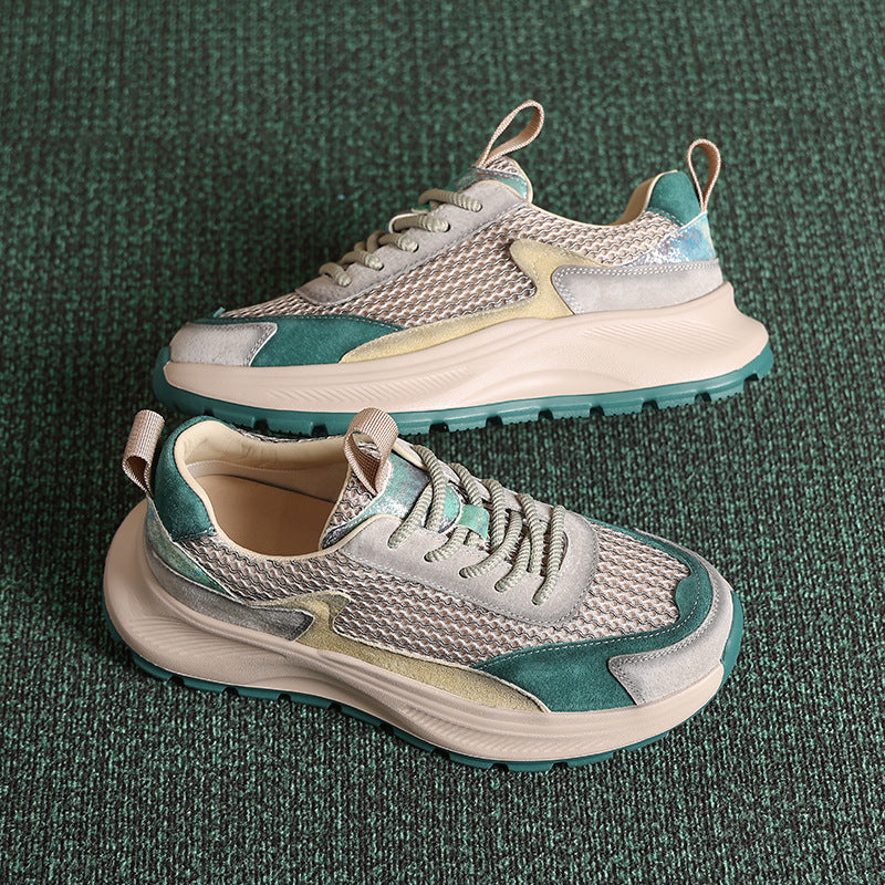 Women's Authentic Color Matching Mesh Surface Breathable Platform Casual Shoes