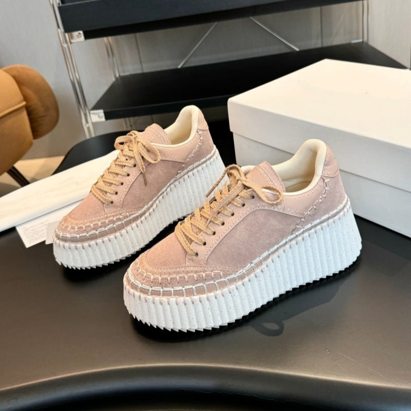 Women's Bottom Little Gospel Platform Fashion Round Toe Lace Women's Sports Shoes