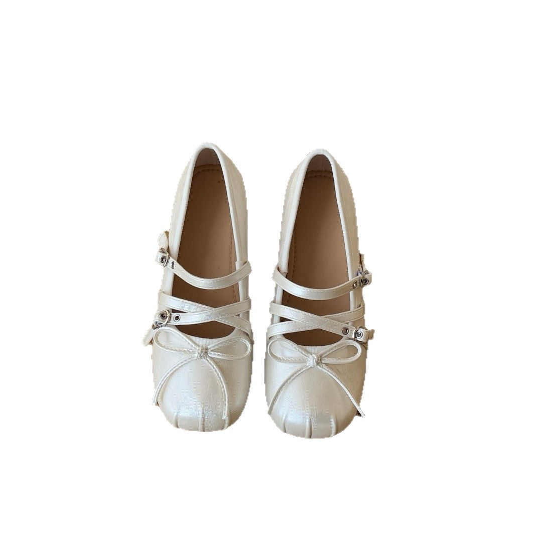 Women's Pointed Toe Mary Jane Slip-on Shallow Mouth Pumps Leather Shoes