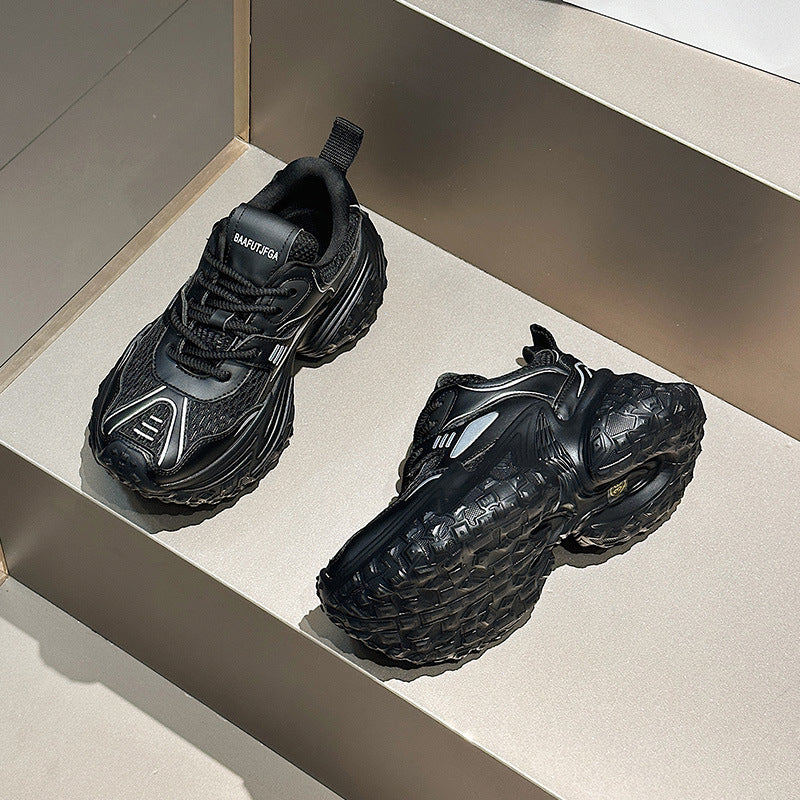 Lovers Summer Breathable Clunky Thick Bottom Lace Up Mesh Sneakers