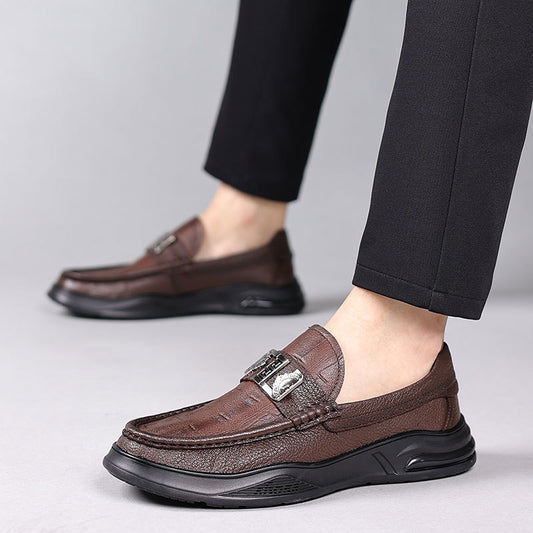 Men's Autumn Sheepskin Fashion Slip-on Soft Bottom Casual Shoes
