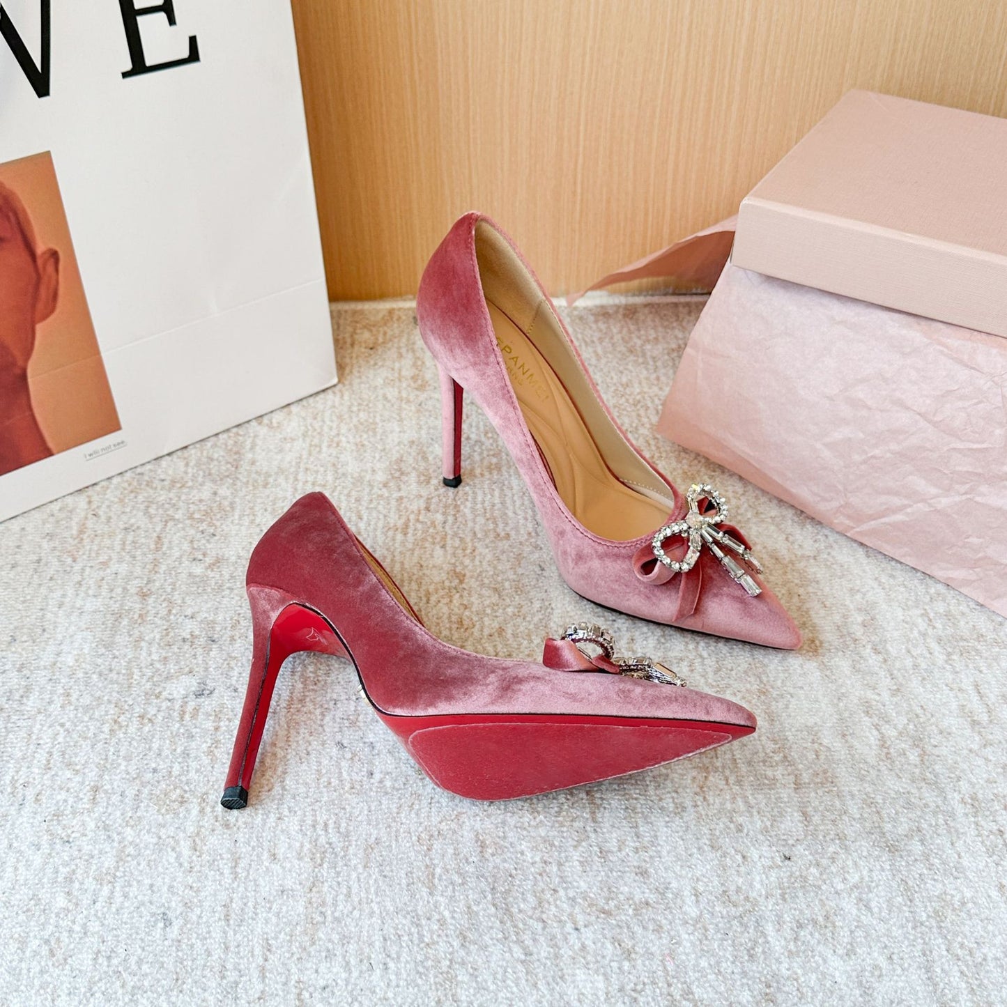 Women's Bow Pointed High Stiletto Temperament Wild Heels