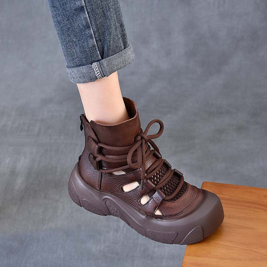 Roman With First Layer Of Cowhide Retro Women's Leather Boots