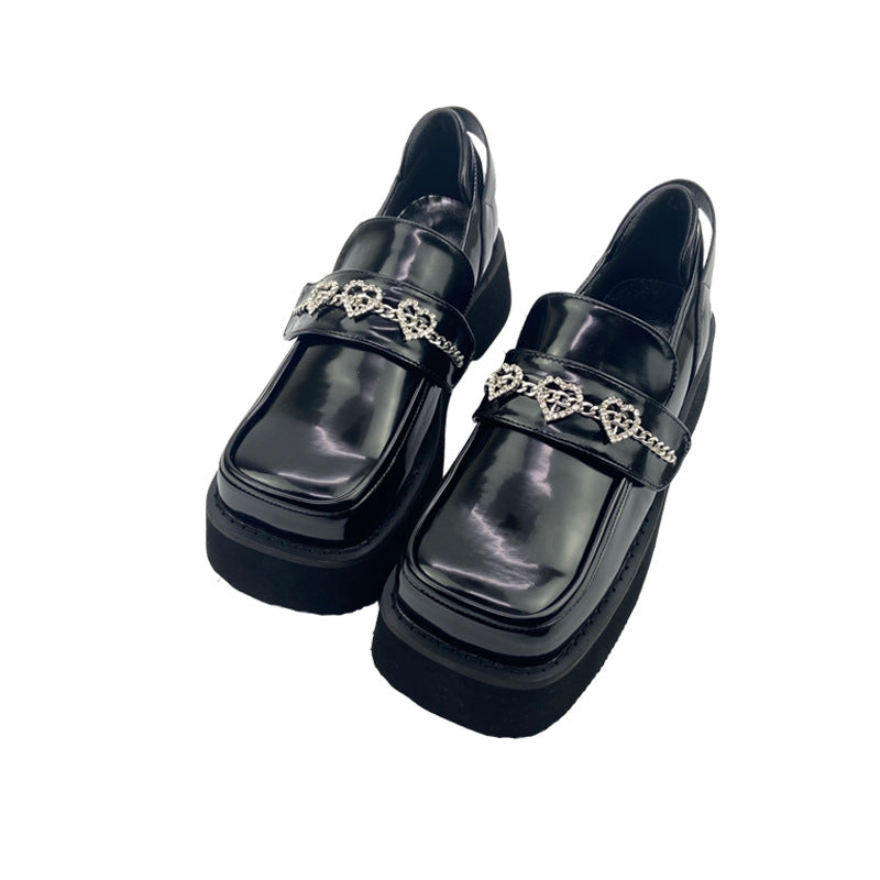 Women's British Style Square Toe Platform Muffin Detachable Loafers