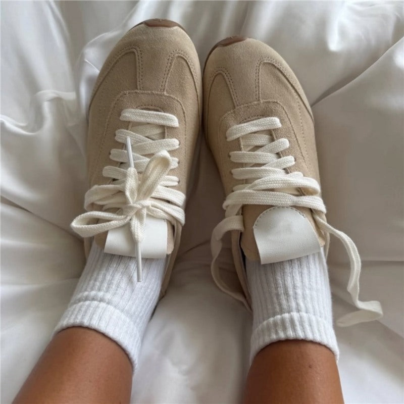 Women's Retro German Training Flat Lace Up Sneakers